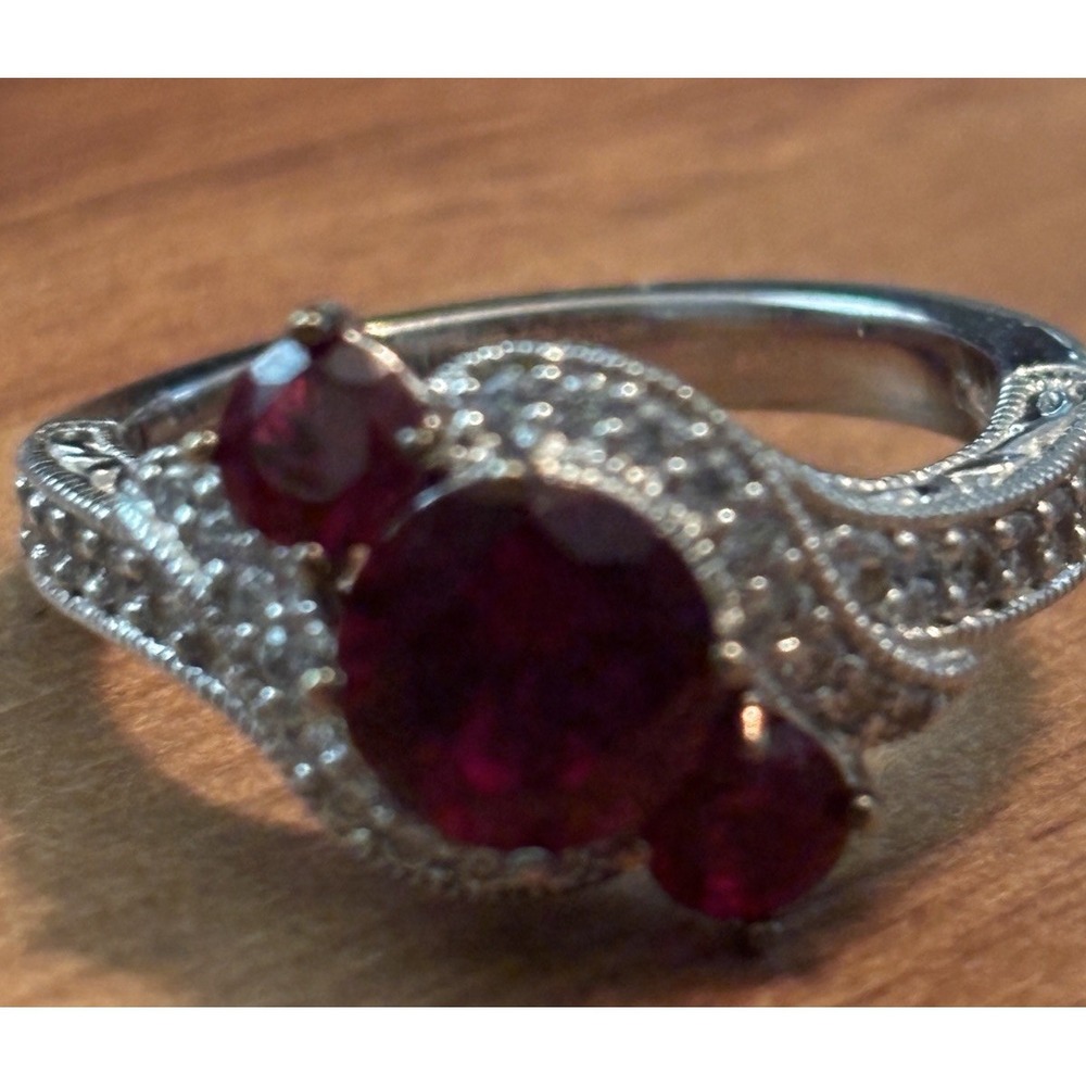 Vanna K For Bella Luce Lab Created Ruby & CZ Sterling Silver Ring Size 7